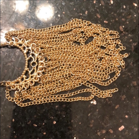 Long Gold Tassel Necklace - Picture 4 of 5